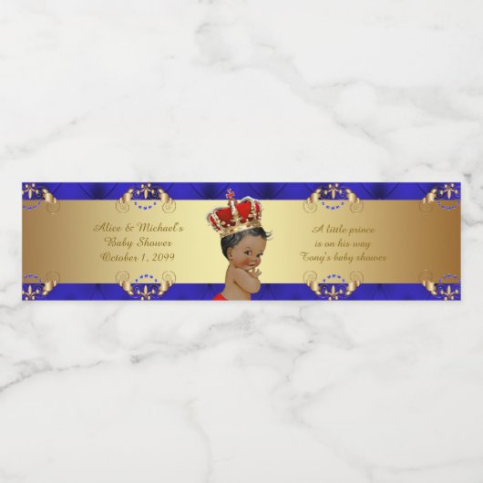 Waterflesetiketten, Tony baby shower, blauw rood g Waterfles Etiket (Enkel label)