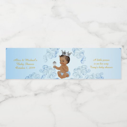 Waterflesetiketten, Tony's baby shower, blauw 2 Waterfles Etiket (Enkel label)
