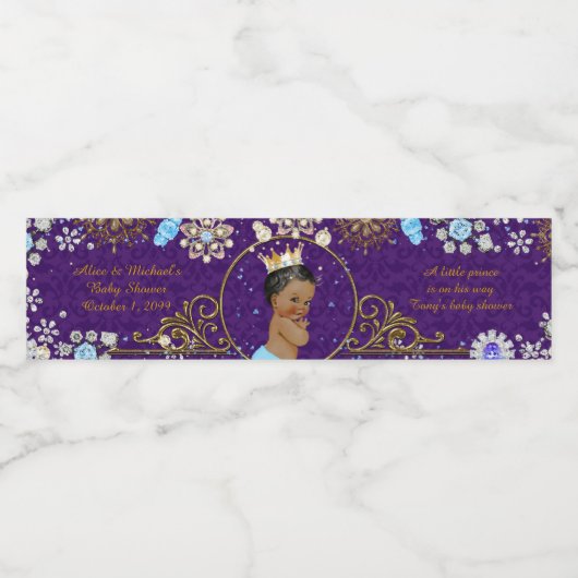 Waterflesetiketten, Tony's baby shower, paarse Waterfles Etiket (Enkel label)