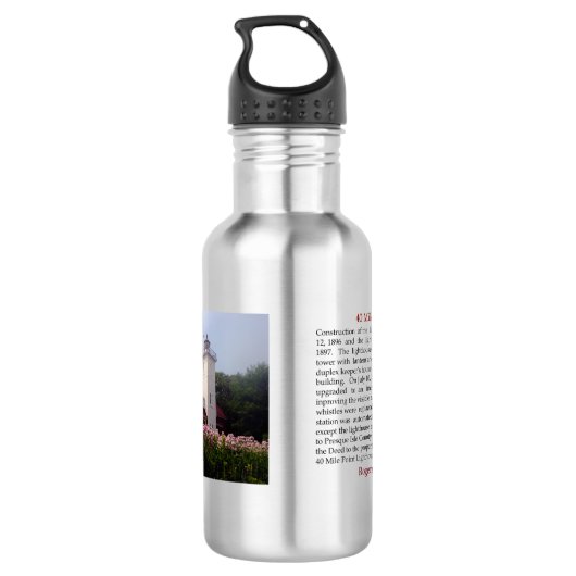 Waterflesje met 40 Mile Point Lighthouse geschiede Waterfles (Achterkant)