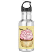 Waterflesje met een afbeelding van een Cupcake Waterfles (Voorkant)
