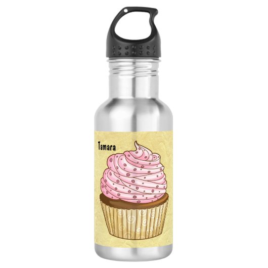 Waterflesje met een afbeelding van een Cupcake Waterfles (Voorkant)