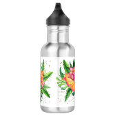 Waterflesje met Oranje bloemen en vlinder Waterfles (Rechts)