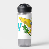 Waterflesje met vlag van de Maagdeneilanden, VS Waterfles (Voorkant)