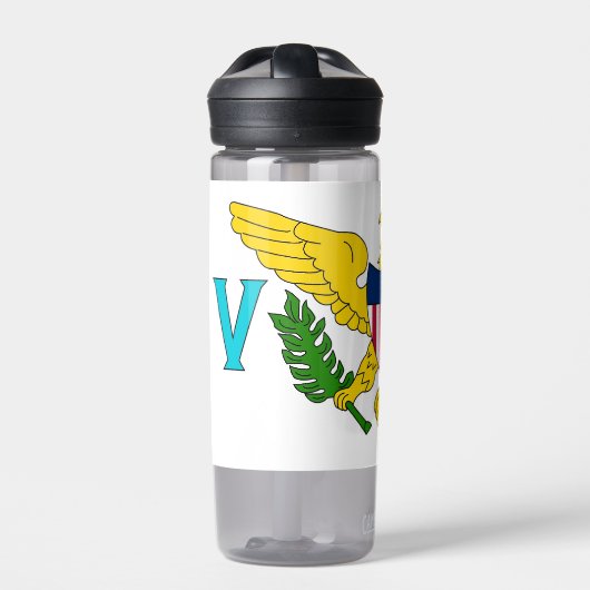Waterflesje met vlag van de Maagdeneilanden, VS Waterfles (Voorkant)