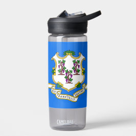Waterflesje met vlag van de staat Connecticut, VS Waterfles