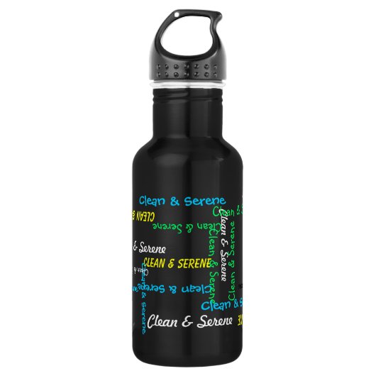 Waterflesje, schoon en sereen, zwart waterfles (Voorkant)