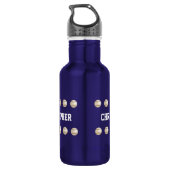 Waterflesje, speciaal aangepast, honkbal, blauw waterfles  (Achterkant)