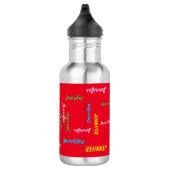 Waterflesje, speciaal aangepast, met herhaalde naa waterfles  (Rechts)