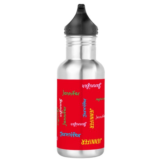 Waterflesje, speciaal aangepast, met herhaalde naa waterfles (Rechts)