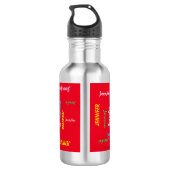 Waterflesje, speciaal aangepast, met herhaalde naa waterfles  (Achterkant)