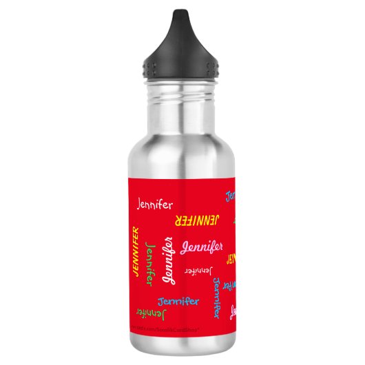 Waterflesje, speciaal aangepast, met herhaalde naa waterfles  (Links)