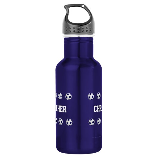 Waterflesje, speciaal aangepast, Voetbal, blauw Waterfles (Achterkant)
