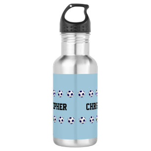 Waterflesje, speciaal aangepast, Voetbal, lichtbla Waterfles