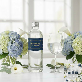 Waterfleslabel Chic Navy Goud 80ste Verjaardag Waterfles Etiket