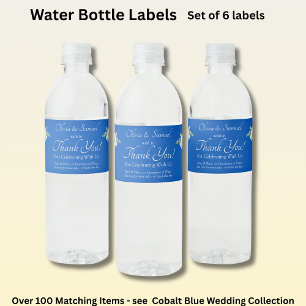 Waterfleslabels, Kobaltblauw Waterfles Etiket