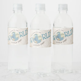 Waterfleslabels voor babyshower met vintage kaart waterfles etiket