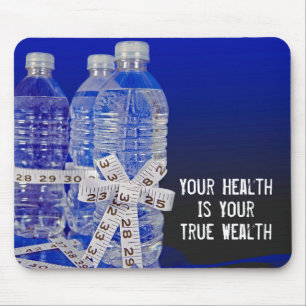 Waterflessen en meetlint muismat