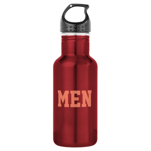 Waterflessen met rode kleur voor mannen tekst of w waterfles (Voorkant)
