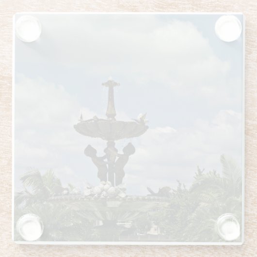 Waterfontein in het park glazen onderzetter (Achterkant)