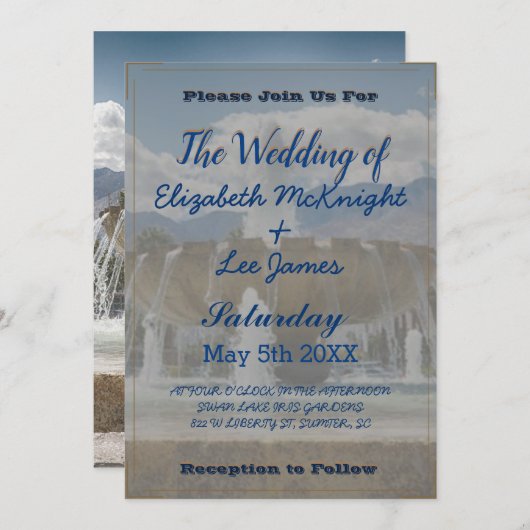 Waterfonteinbruiloft Kaart (Voorkant / Achterkant)