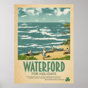 Waterford Ireland, Retro Irish Travel Advert Poster