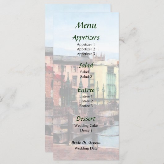 Waterfront Bridgetown Barbados Bruiloft Menu (Voorkant / Achterkant)