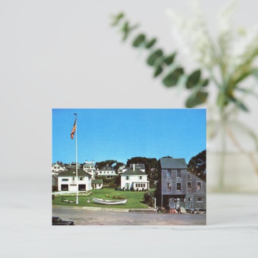 Waterfront, Edgartown, MA Vintage Briefkaart (Staand voorkant)