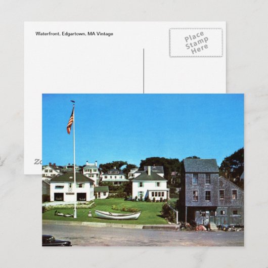 Waterfront, Edgartown, MA Vintage Briefkaart (Voorkant / Achterkant)
