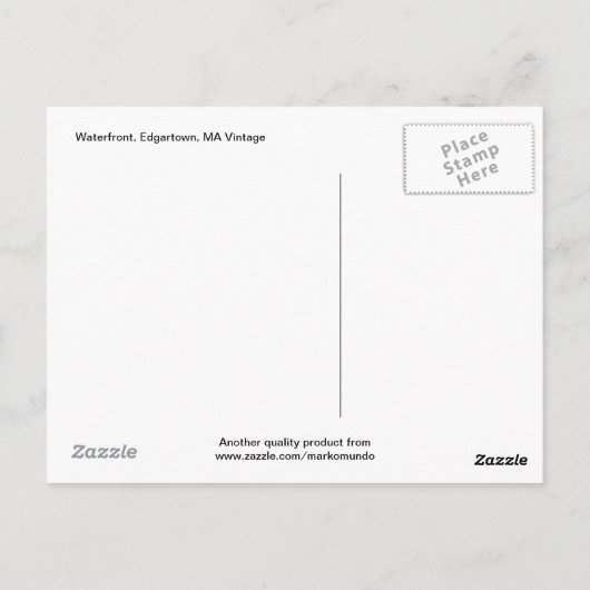 Waterfront, Edgartown, MA Vintage Briefkaart (Achterkant)