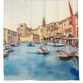 Waterfront en boten in de haven, Italiaans Douchegordijn (Voorkant)