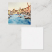 Waterfront en boten in de haven, Italiaans Vierkante Visitekaartje (Voorkant / Achterkant)