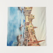 Waterfront en boten in de haven, Italiaans Wandkleed (Voorkant (horizontaal))