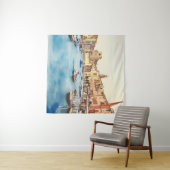 Waterfront en boten in de haven, Italiaans Wandkleed (In Situ (horizontaal))