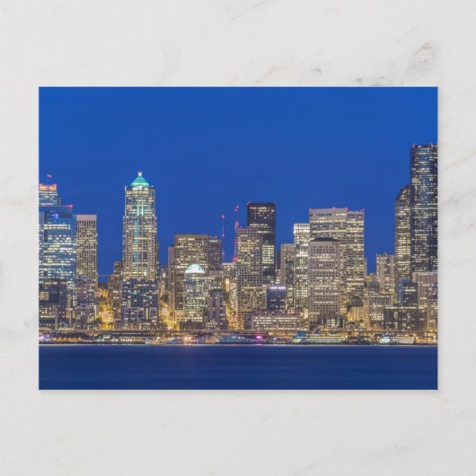 Waterfront en Downtown Skyline in Twilight Briefkaart (Voorkant)