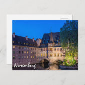 Waterfront gebouw 's nachts in Neurenberg, Duitsla Briefkaart (Voorkant / Achterkant)