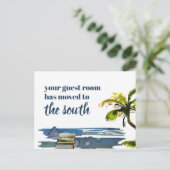 Waterfront Palm Tree Guest Room Verhuisd Nieuw adr Aankondigingskaart (Staand voorkant)