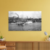 Waterfront Scene met schepen van Seattle Canvas Afdruk (Insitu (Woonkamer))