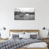 Waterfront Scene met schepen van Seattle Canvas Afdruk (Insitu (Slaapkamer))