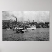 Waterfront Scene met schepen van Seattle Poster (Voorkant)