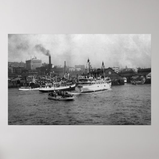 Waterfront Scene met schepen van Seattle Poster (Voorkant)