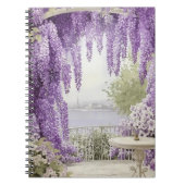Waterfront Scène met vloeiende lila's Notitieboek (Voorkant)