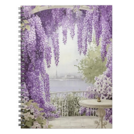 Waterfront Scène met vloeiende lila's Notitieboek