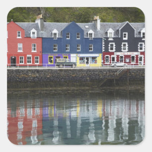 Waterfront, Tobermory, Isle of Mull, Schotland Vierkante Sticker