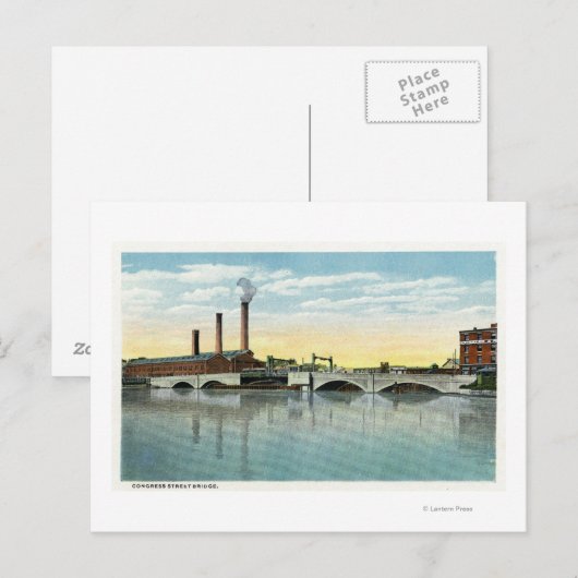 Waterfront Uitzicht van de Congress Street Bridge Briefkaart (Voorkant / Achterkant)
