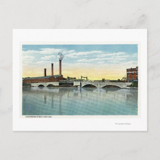 Waterfront Uitzicht van de Congress Street Bridge Briefkaart (Voorkant)