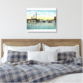 Waterfront Uitzicht van de Congress Street Bridge Canvas Afdruk (Insitu (Slaapkamer))