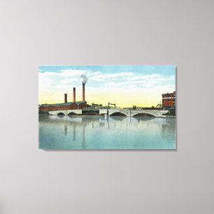Waterfront Uitzicht van de Congress Street Bridge Canvas Afdruk