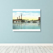 Waterfront Uitzicht van de Congress Street Bridge Canvas Afdruk (Insitu (Houten vloer))