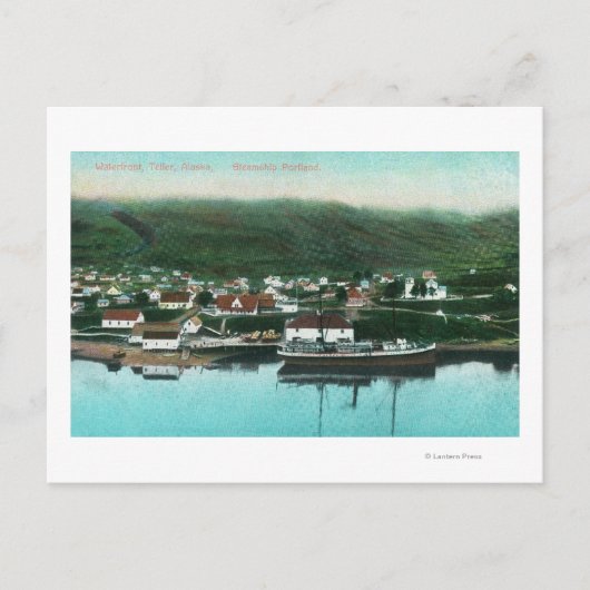 Waterfront Uitzicht van de stad en Steamer Briefkaart (Voorkant)